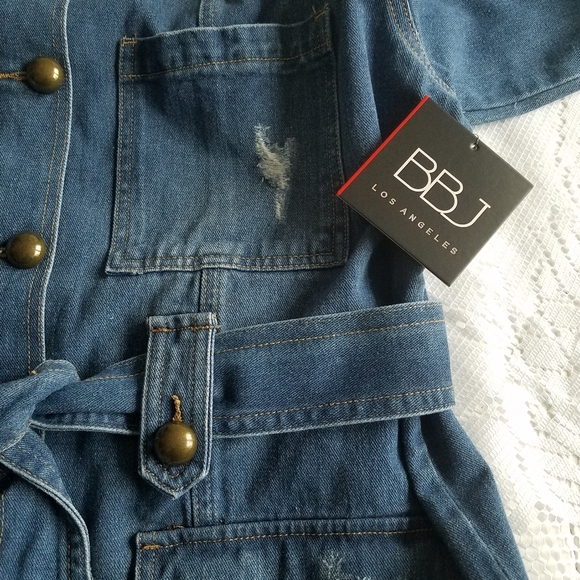NWT BBJ Boom Boom Jeans LA Distressed Denim Blazer Jacket Size M - Picture 7 of 11